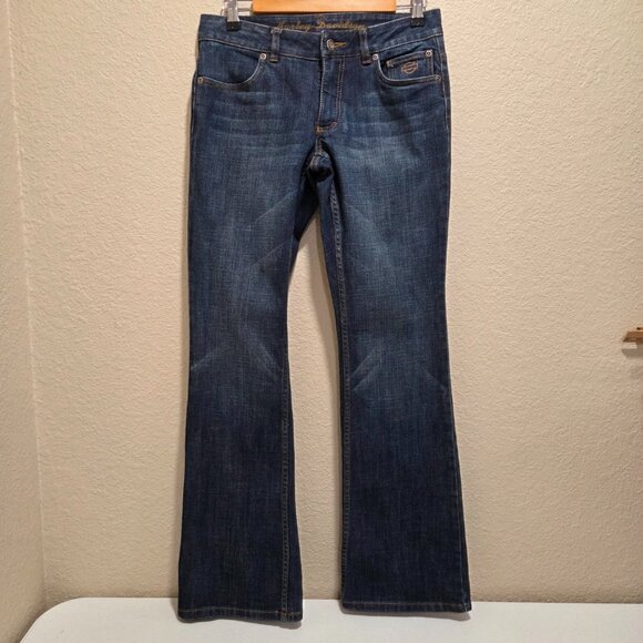Harley Davidson Women's Jeans Size 2 Classic Boot Cut Flare Leg Medium Wash - Picture 1 of 13